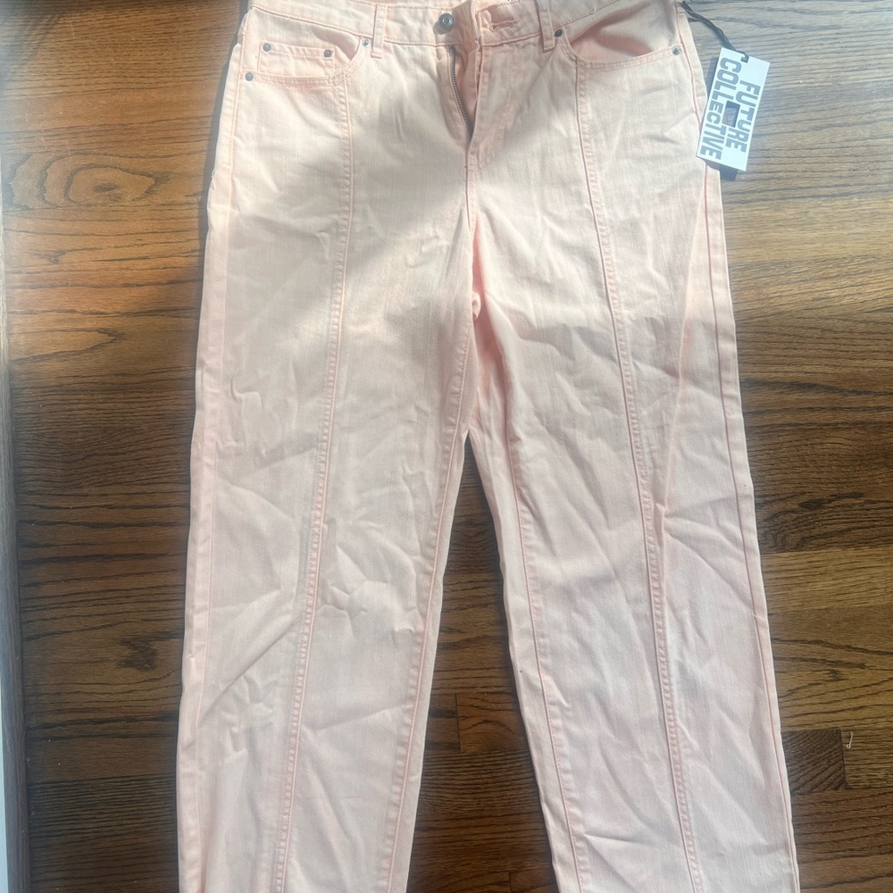 Future Collective Women's Light Pink Straight Leg Jeans